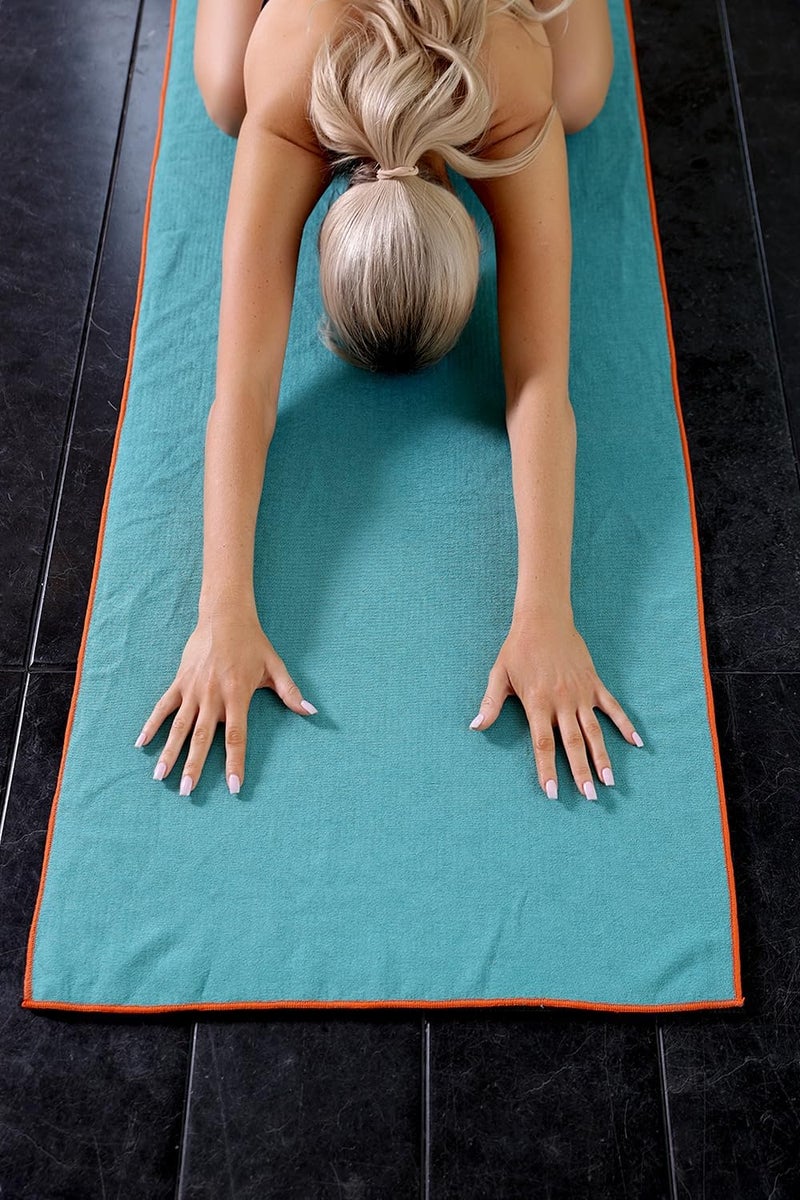 Eunzel 2 Pack Hot Yoga Towel with Grip Dot, Non Slip Yoga Mat Towe Sweat Absorbent Towel for Hot Yoga,Bikram, Pilates and Fitness 72" x 24", Dark Cyan/Steel Blue - Image 5